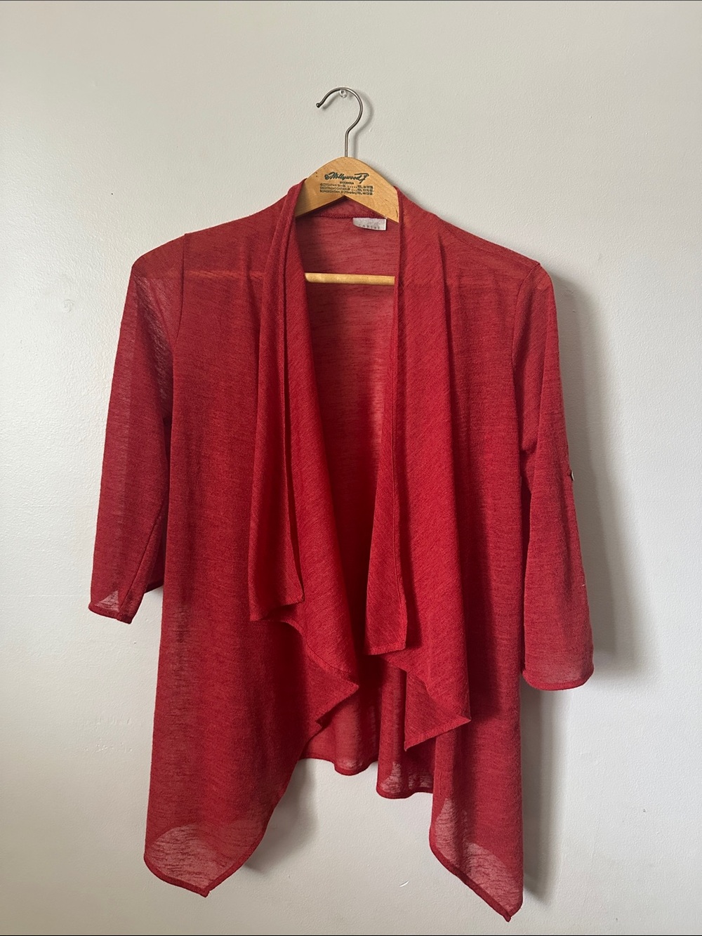 Caribe Red Open-Front Lightweight Sweater Cardigan